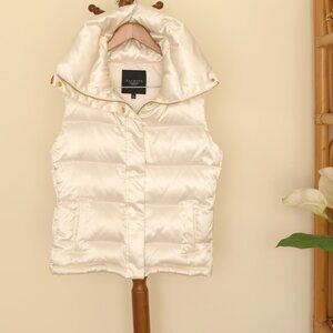 Talbots Satin Duck Down Filled Puffer Vest in Ivory/Pearl Petite S Light & Warm